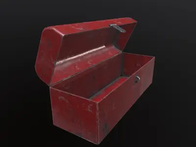 Old Red Toolbox Low-poly 3D model