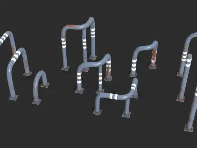 Grey Fence Protector Pack Low-poly 3D model