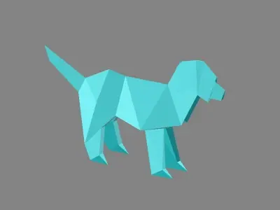 Origami Dog Low-poly 3D model