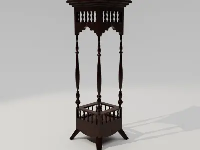 Antique Wooden Side Showpiece Stand 3D model