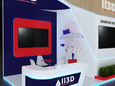Exhibition Stand Stall Two Side Open 12X3 3D model