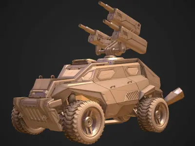 Sci-Fi Armored Artillery Vehicles PBR Low-poly 3D model