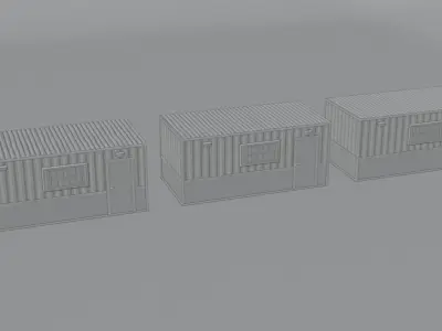 Small Utility Building Set 4K and 2K Low-poly 3D model