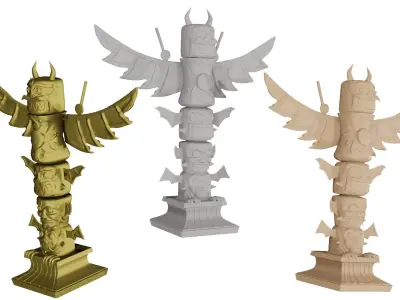 Totem Pole Low-poly 3D model