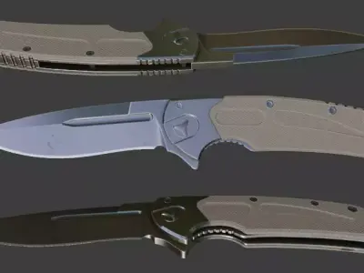 First person foldable combat knife  Low-poly 3D model