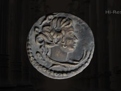 Ancient coin ALEXANDER Low-poly 3D model