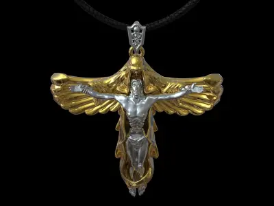 Jesus Christ ascension cross necklace 3D print model