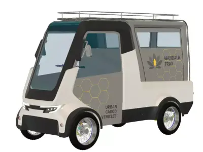 Quadracycle Utility Cargo Bike Soft Topper STEP FBX STL OBJ 3D model