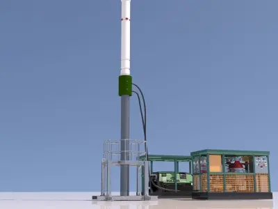Hydraulic Hammer with Powerpack and Compressor 3D model