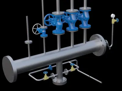 The assembly of pipelines in the production line 3D model