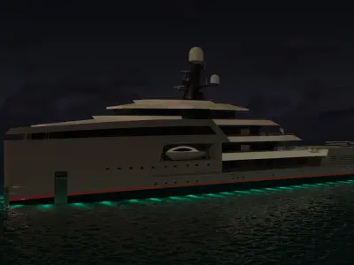 Expedition Superyacht 90m Night Scene 3D model