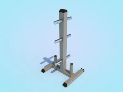 Weight plate tree with bar holder Low-poly 3D model