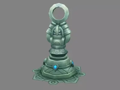 Cartoon humanoid statue arrow tower - Attack Tower Low-poly 3D model