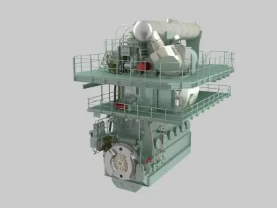 Marine low speed diesel engine 3D model