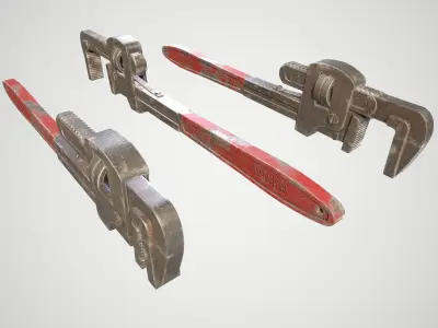 Pipe wrench Low-poly 3D model 6
