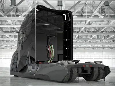 Futuristic Modern Truck Black without Trailer 3D model