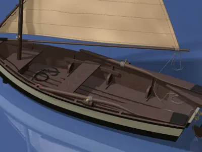Wooden Sailboat Scale Model 3D model