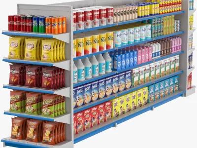 Supermarket Grocery Shelves 01 3D model