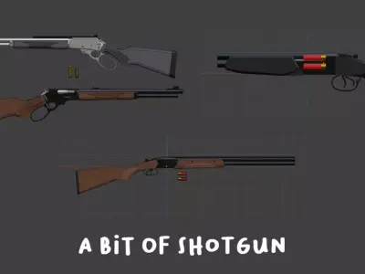 Low Poly Military Weapon Pack - Fully Editable Blender Low-poly 3D model