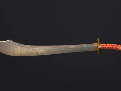 Chinese Broad Sword PBR Low-poly 3D model