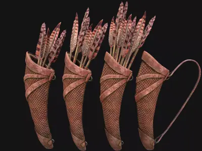 Arrow Crossbow Bolt Quiver Medieval Knights Equipment Low-poly 3D model