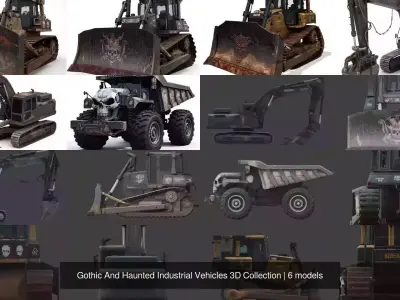 Gothic And Haunted Industrial Vehicles 3D Collection 3D Model Pack