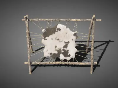 Medieval leatherworker props Low-poly 3D model