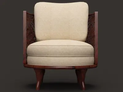 Classic oval wooden chair Free 3D model