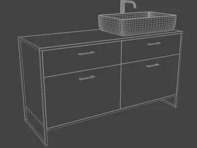 Bathroom cabinet with sink 3D model purchase