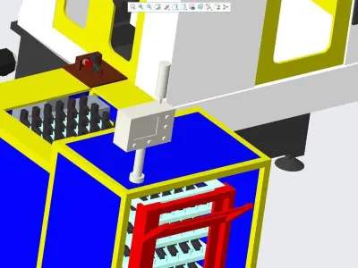 CNC One-to-two intelligent warehousing and processing unit 3D model