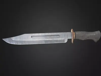 Stainless Stell Bowie Knife Low-poly 3D model