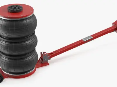 Compact Air Spring Vehicle Jack Red Rigged for Maya 3D model