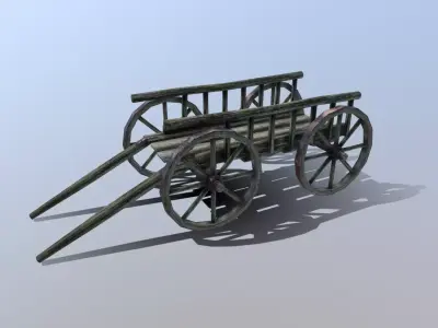 Medieval Cart Low-poly 3D model 4