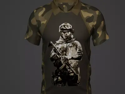 Military Soldier Clothing T-shirt Low-poly 3D model 60