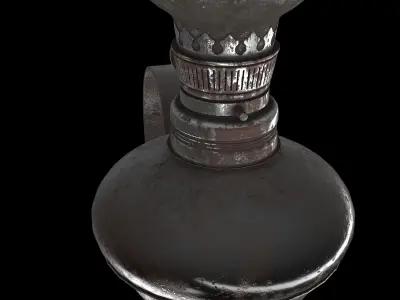 vintage chimney oil lamp 01 3D model