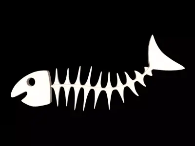 Fish Bone Cartoon Low-poly 3D model