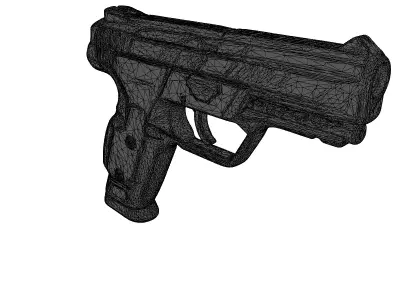 Cybernetic Pistol Orange Accents 3D model