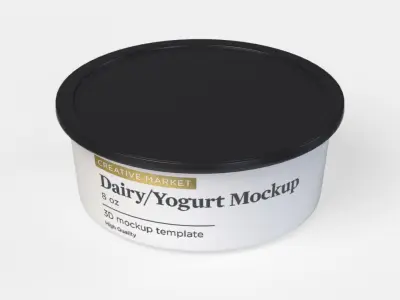 8 oz Dairy Yogurt Dip Sour Cream Plastic Container with Lid 3D model