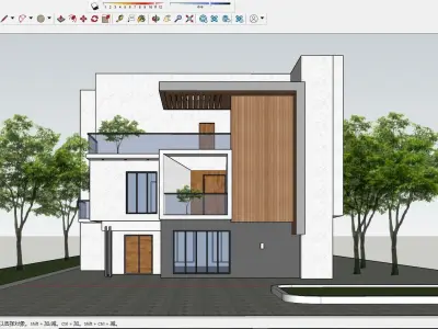 Modern villa exterior design Free 3D model