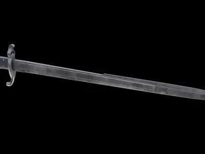 German bayonet Hirschfanger 1871 Hf71 Low-poly 3D model