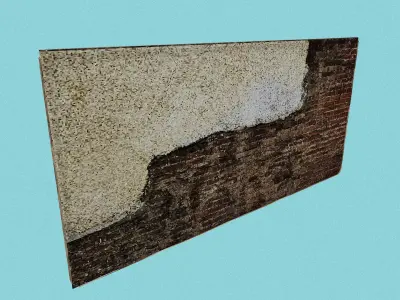 PSX Damaged wall Low-poly 3D model