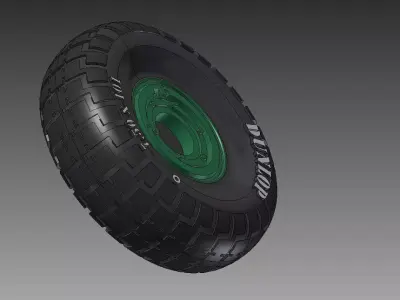 Spitfire - four spoke wheel - tire with pattern and loaded 3D print model
