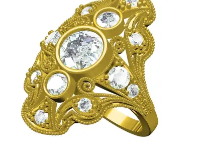Antique Art Deco Style Engagement Ring 3D print model purchase