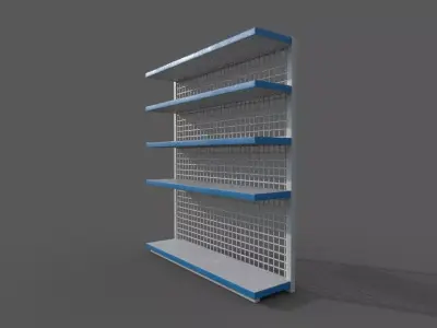 Supermarket single rack Low-poly 3D model