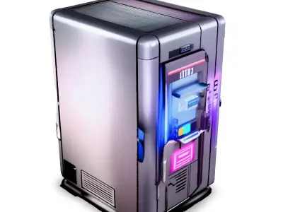 Futuristic Vending Machine 3D Model Low-poly 3D model purchase