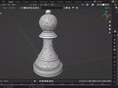 Royal Pawn Chess Piece 3D print model