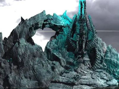 Mountain Fortress Ice Castle Kit bash  3D model