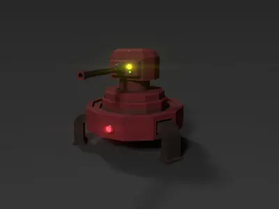 Three Gun Turrets Low-poly 3D model