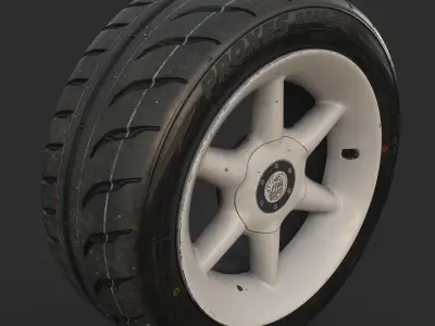Rim RIAL RS85 and Tire TOYO Proxes R888 Low-poly 3D model