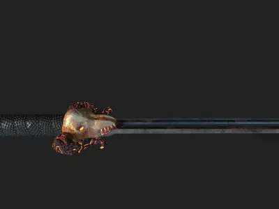 lava Horn Sword - PBR Game Ready Weapon Low-poly 3D model